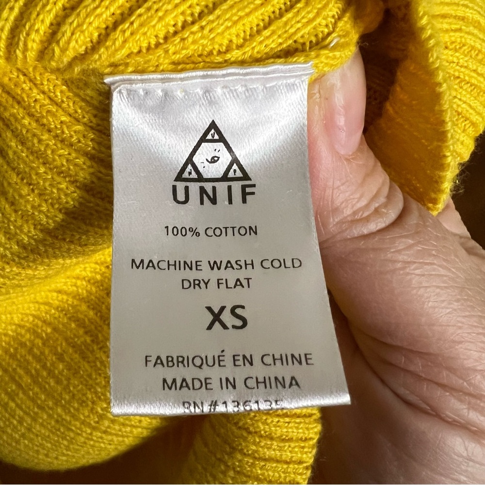 UNIF Vibrant Yellow Ribbed‎ Knit Fitted Mini Dress - Picture 9 of 10